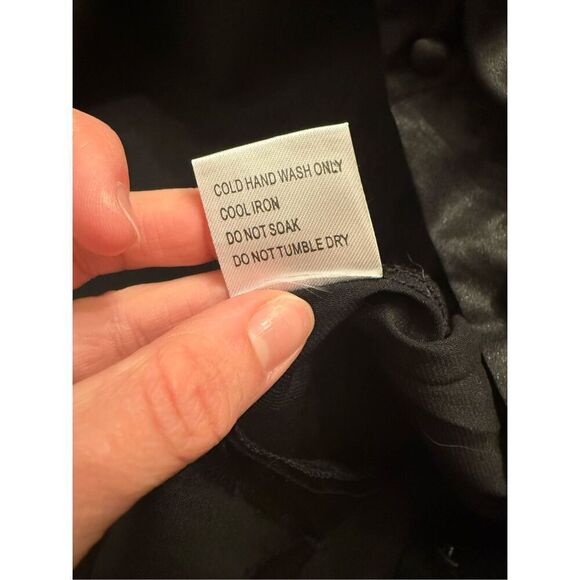 Princess Polly Black Satin Button Down Shirt Size 6 - Picture 5 of 6